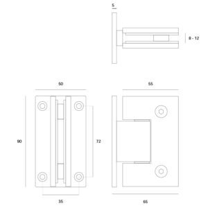 IN.05.330 - 2 BISAGRA PARED-CRISTAL CON FRENO