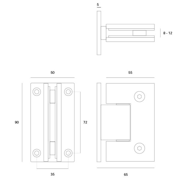 IN.05.330 - 2 BISAGRA PARED-CRISTAL CON FRENO