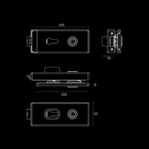 IN.20.331.Q - 2 CERRADURA PARA PUERTA DE CRISTAL CON CILINDRO EUROPEO