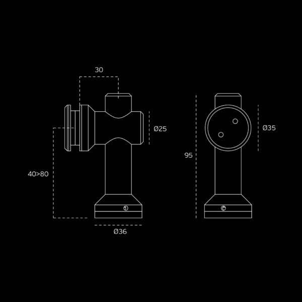 IN.80.452 - 2 SOPORTE DE SUELO O TECHO PARA CRISTAL