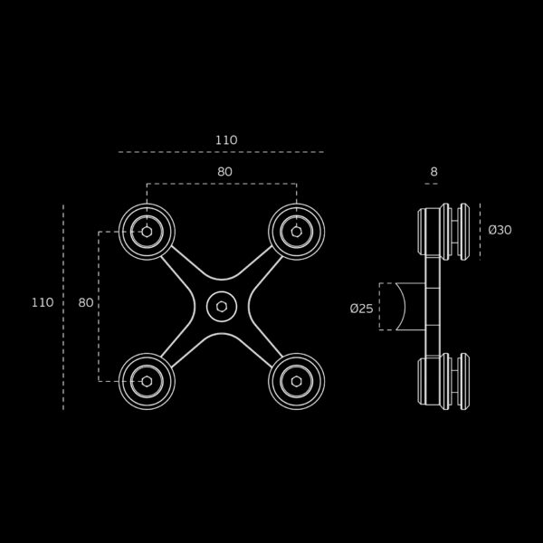 IN.75.015 - 3 CONECTOR 4 CRISTALES 180° JNF