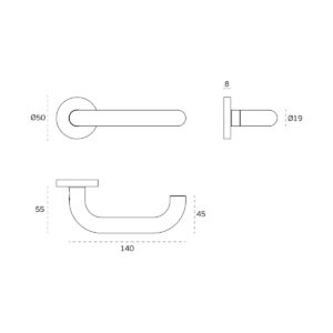 IN.00.028.B.RC08M- 2 MANILLA DE PUERTA TUBULAR CON DOBLE CURVA