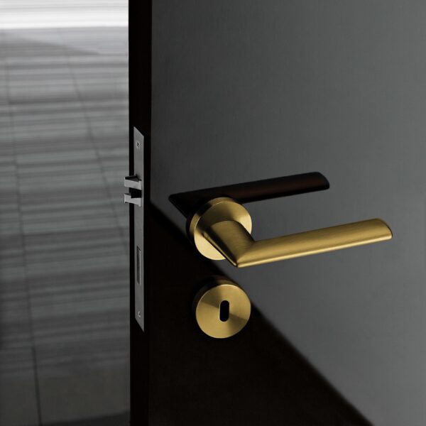 IN.00.240.TG - 2 MANILLA PARA PUERTA MODELO DYNAMIC - TITANIUM GOLD