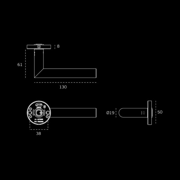 IN.00.330.RC08N - 3 MANILLA PARA PUERTA TUBULAR RECTA FREELINE