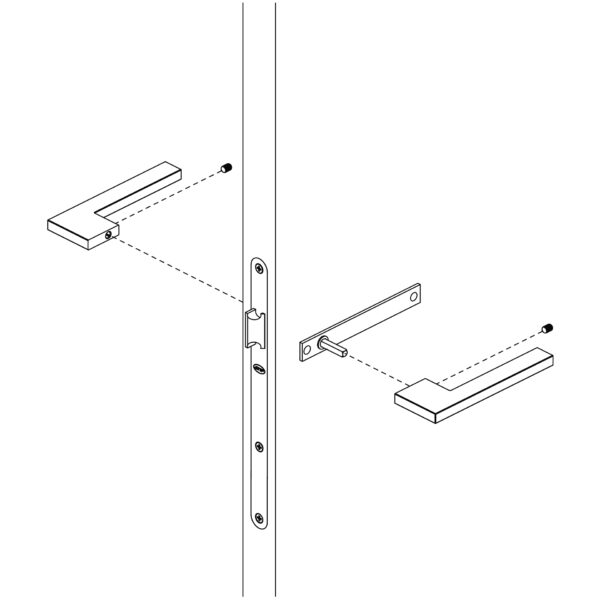 IN.00.432.45.TB - 3 MANILLA PARA PUERTA CON PLACA MODELO SLIM - TITANIUM BLACK