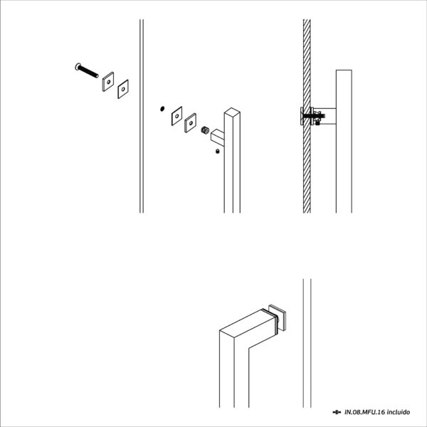 IN.07.002.D.TG - 4 TIRADOR PARA PUERTA MODELO METRIC - TITANIUM GOLD
