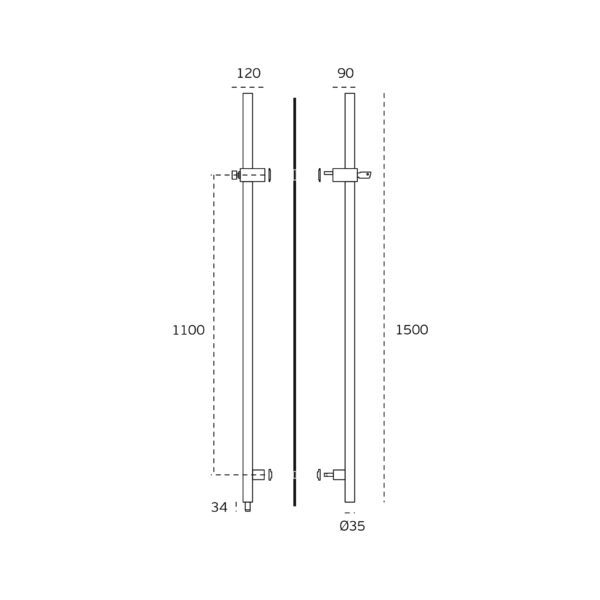 IN.07.105.D - 2 TIRADOR CON CERRADURA PARA PUERTAS DE CRISTAL