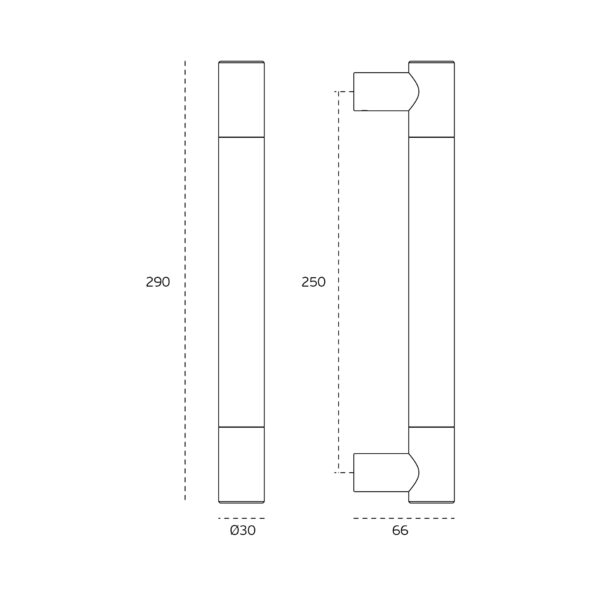 IN.07.185.D.250.TB - 3 TIRADOR DE PUERTA MODELO LOFT 250mm - TITANIUM BLACK