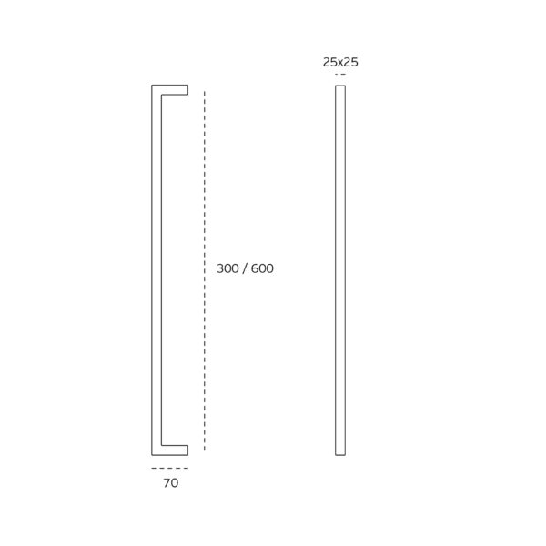 IN.07.200.D.25.600.TB - 3 TIRADOR DE PUERTA RECTO 600mm - TITANIUM BLACK