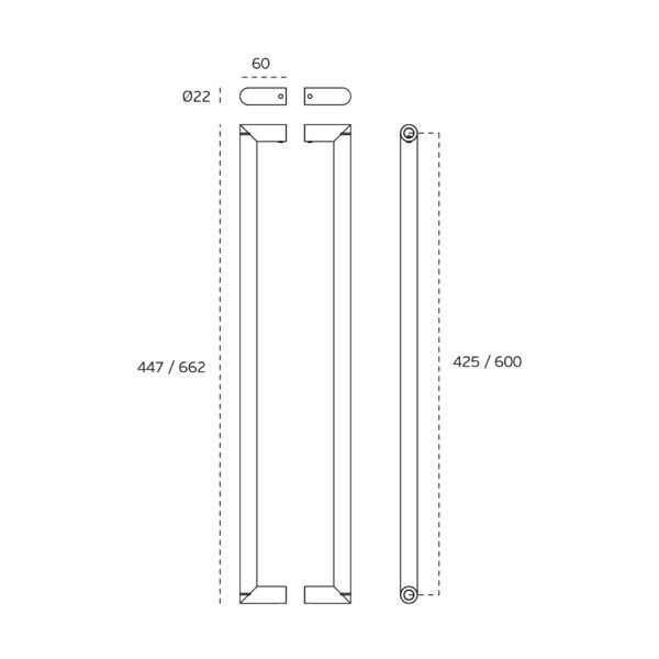 IN.07.412.D.600.TCO - 3 TIRADOR DE PUERTA MODELO LINK 600mm - TITANIUM COPPER