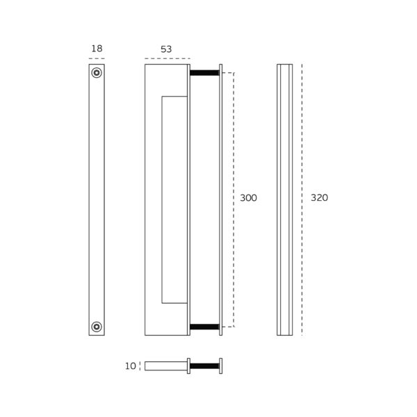 IN.07.432.S.TB - 2 TIRADOR DE PUERTA SIMPLE MODELO - TITANIUM BLACK