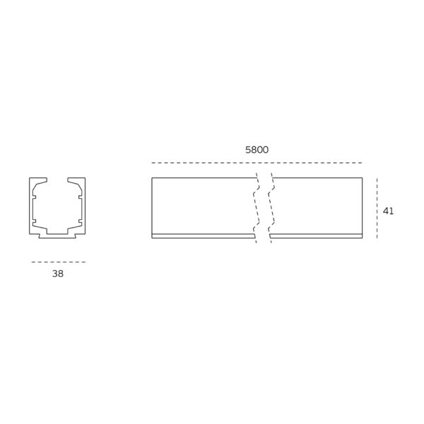 IN.27.010.5800 - 2 CARRIL SUPERIOR CON ACABADO ALUMINIO MATE 5800mm