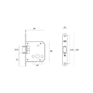 IN.20.974 - 2 CERRADURA RODILLO VAIVEN PARA PUERTAS DE DOBLE ACCIÓN
