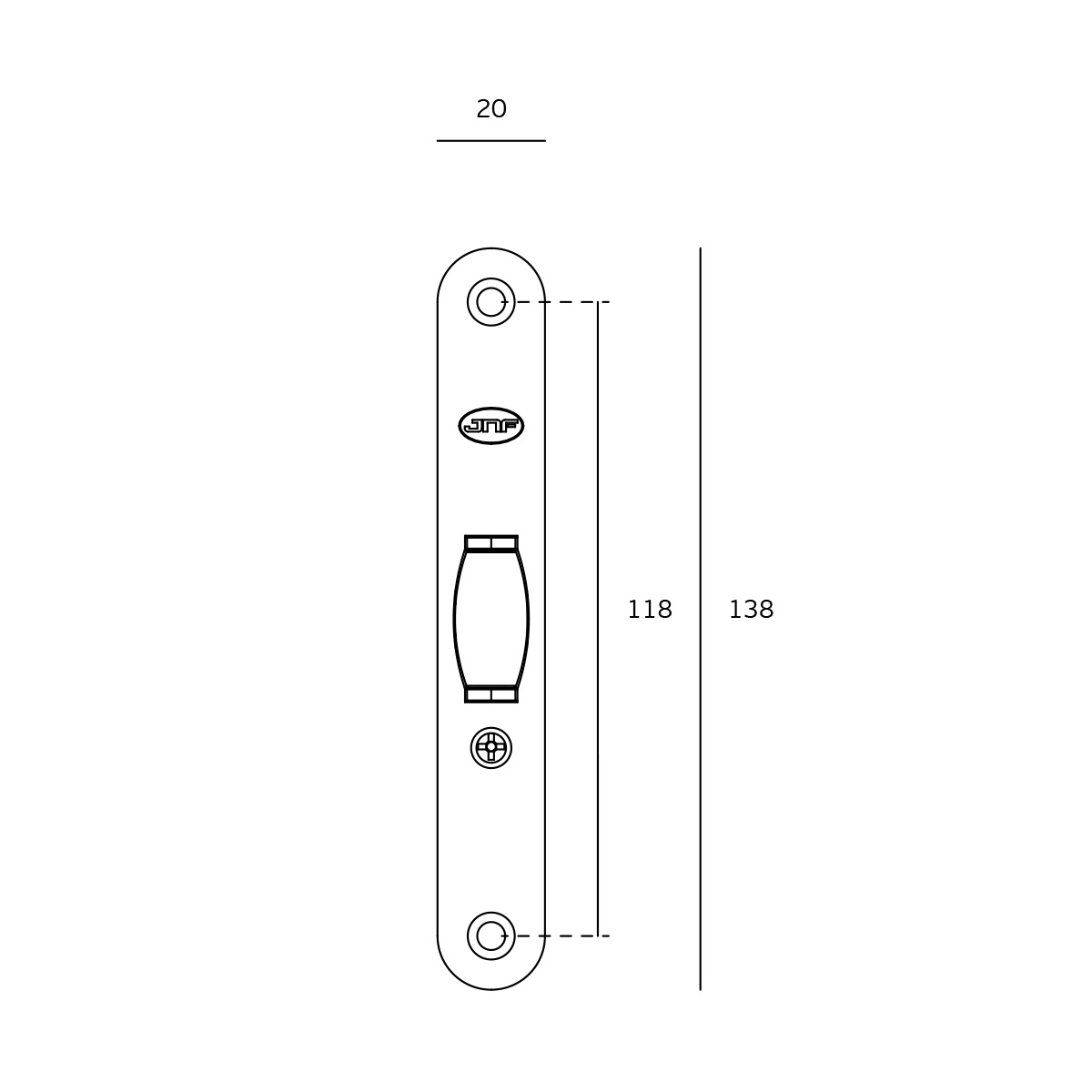 IN.20.974 - 3 CERRADURA RODILLO VAIVEN PARA PUERTAS DE DOBLE ACCIÓN