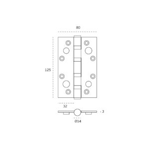 IN.05.020.S.SB - 2 BISAGRA DE SEGURIDAD 4 RODAMIENTOS 80 X 125 MM 120 KG NEGRA