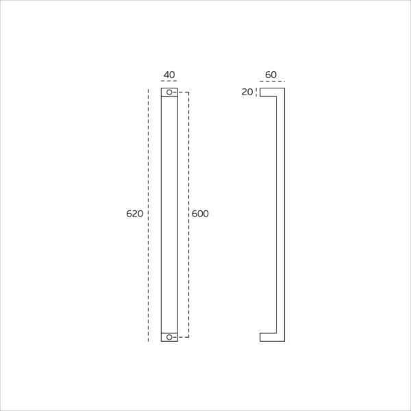 IN.07.005.D.600.TB - 3 TIRADOR PARA PUERTA DOBLE TITANIUM BLACK JNF