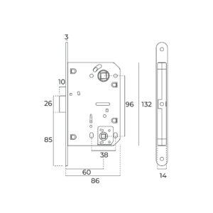 IN.20.845 - 2 CERRADURA DE EMBUTIR SERIE 840 PARA CILINDRO EUROPEO