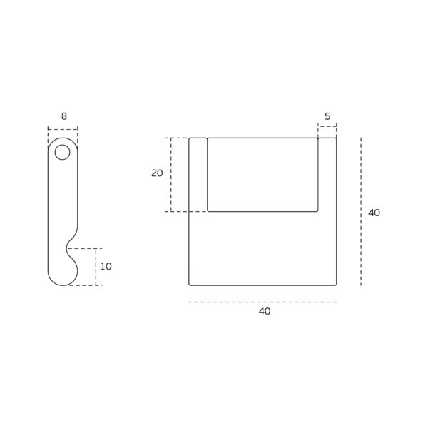 IN.22.103 - 5 TIRADOR DE MUEBLE 40X40MM