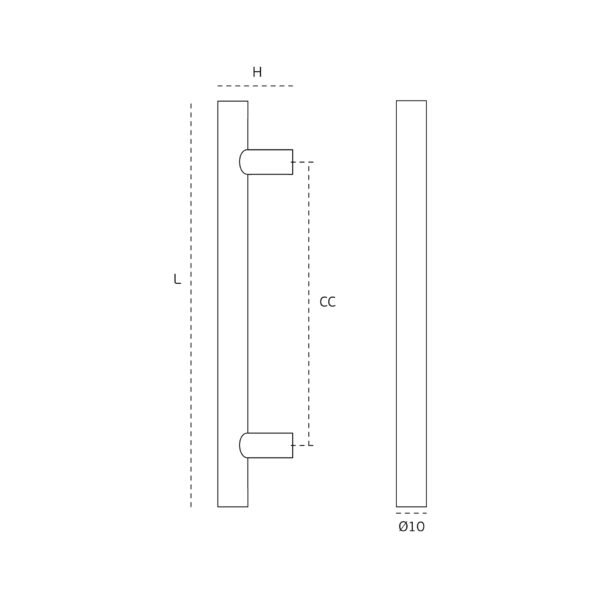 IN.22.209.10.128.E - 2 TIRADOR DE MUEBLE TIPO H SERIE ECO 128MM