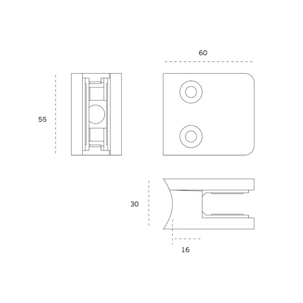 IN.80.211 - 2 SOPORTE PARA CRISTAL PARA TUBO DE 424MM