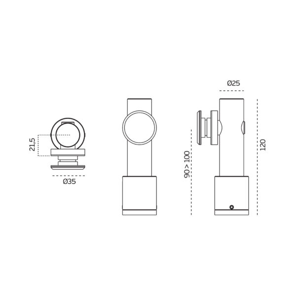 IN.80.460 - 3 SOPORTE DE SUELO O TECHO PARA CRISTAL - SERIE H2 SYSTEM