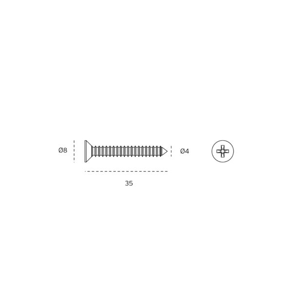 SM.042.E - 2 TORNILLO DE ROSCALATA PLANO + TARUGO DE NYLON