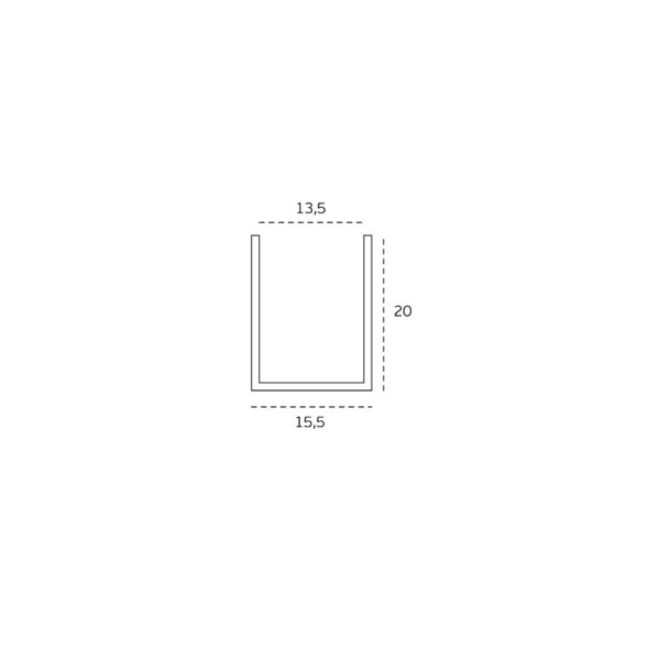 SM.101.AL - 3 PERFIL EN U EN ALUMINIO PARA PLACAS HASTA 13MM