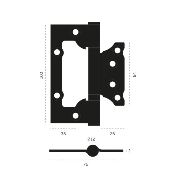 IN.05.030.ECO - 2 BISAGRA DE BANDERA REVERSIBLE DE SOBREPONER