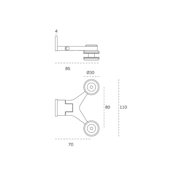 IN.75.010 - 2 BISAGRA PARED - CRISTAL