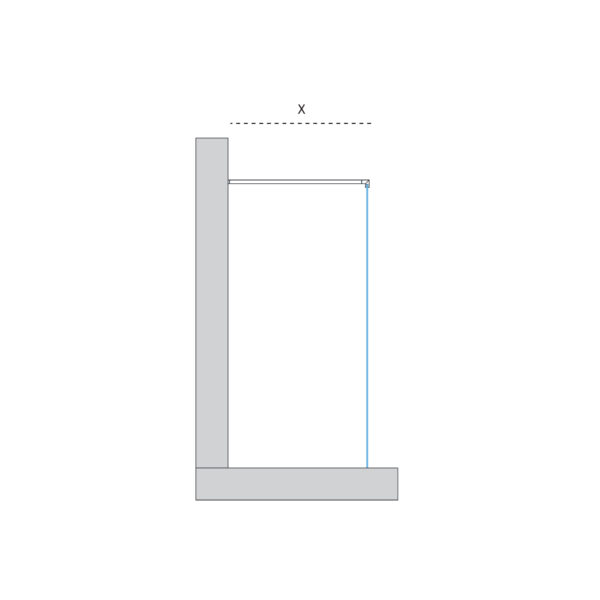 IN.80.600.1000 - 3 SISTEMA DE SOPORTE DE CRISTAL A PARED 1000 MM