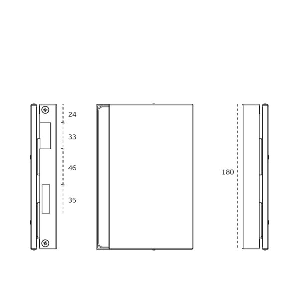 IN.20.3320.E - 2 CAJA CERRADERA DE CERRADURA IZQUIERDA PARA CRISTAL