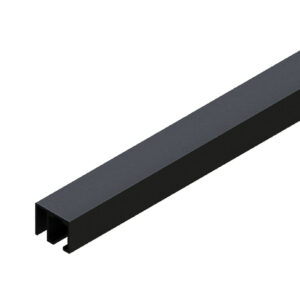 IN.15.257.1.B - 1 CARRIL SUPERIOR CON SOPORTE PARA CRISTAL FIJO 3000MM COLOR NEGRO