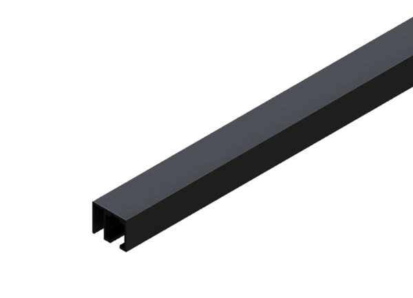 IN.15.257.1.B - 1 CARRIL SUPERIOR CON SOPORTE PARA CRISTAL FIJO 3000MM COLOR NEGRO