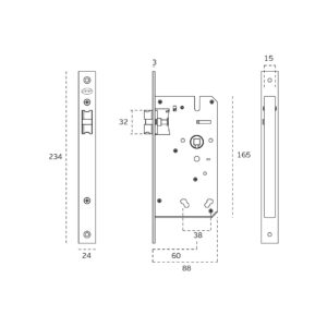 IN.20.897.60.TG - 2 CERRADURA DE EMBUTIR DE PASO