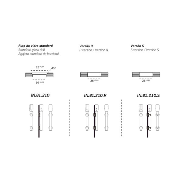 IN.81.210 - 4 CONJUNTO DE PIVOTE SUPERIOR Y INFERIOR L SYSTEM