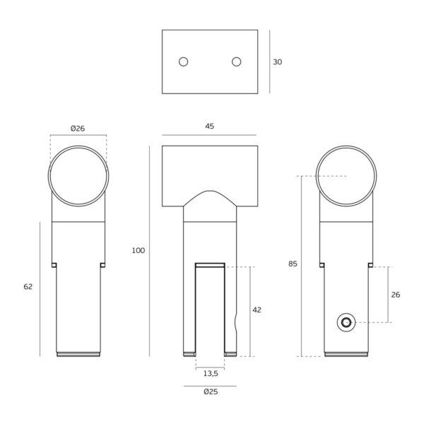 SM.012.90-180 - 2 SOPORTE SUPERIOR PARA PANEL 90°-180°