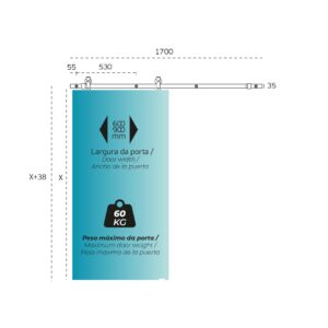 IN.15.900 - 2 KIT P PUERTA CORREDERA DE VIDRIO JNF - CHARRIOT - 1700 MM