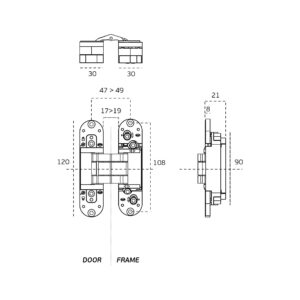 IN.05.064 – 2 BISAGRA OCULTA CON AJUSTE 3D - COPLAN SERIE 120