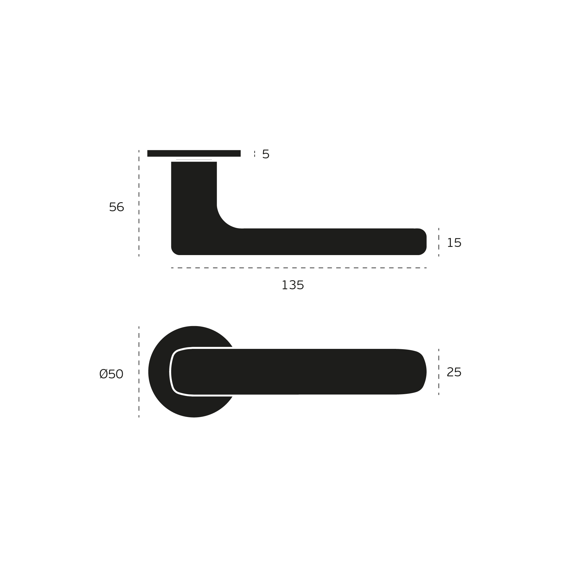IN.00.317.QF05N – 3 MANILLA PARA PUERTAS NINETY SERIES - TITANIUM BLACK