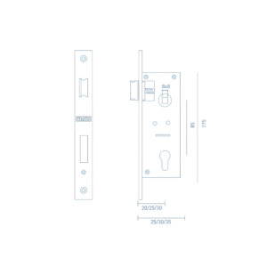 FN.20.901.AI.20 2 CERRADURA PARA PERFIL ESTRECHO 20 MM