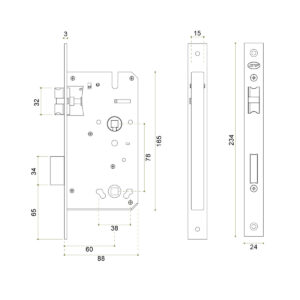 IN.20.896. - 2 CERRADURA DE EMBUTIR CON CONDENA PARA BAÑO