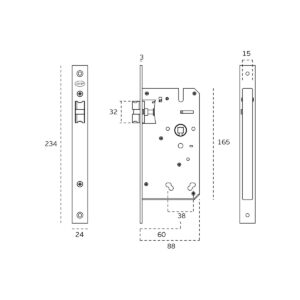 IN.20.897.60 - 2 CERRADURA DE EMBUTIR DE PASO