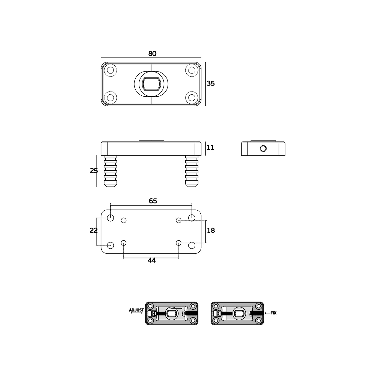 IN.05.502 - 4 SISTEMA JNF PIVOTANTE MECÁNICO - 502 FREE - PARA PUERTAS HASTA 500 KG