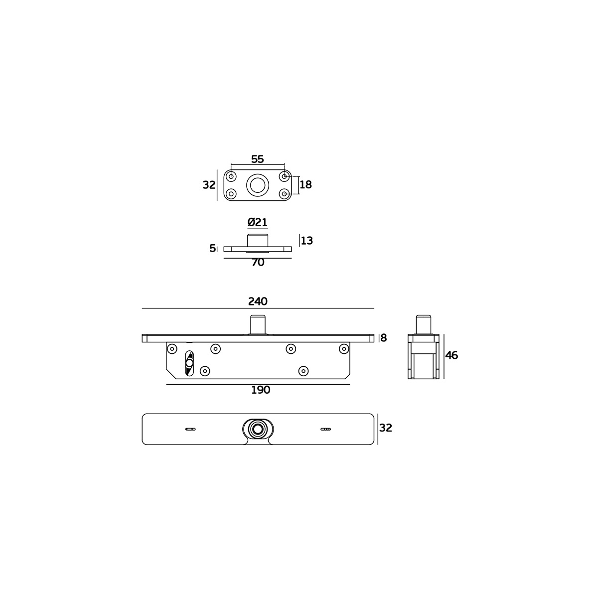 IN.05.502 - 5 SISTEMA JNF PIVOTANTE MECÁNICO - 502 FREE - PARA PUERTAS HASTA 500 KG