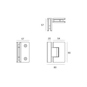 IN.05.311.E – 1 - Bisagra JNF cristal - cristal 8 - 12mm