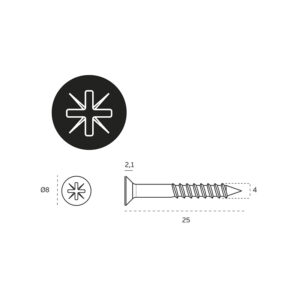 IN.05.PDE.A – 2 - Tornillos cabeza pozidrive para madera 4 X 25 MM - AISI 304