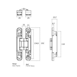 IN.05.061.SC - 2 - Bisagra oculta con ajuste 3D ignífuga - Serie Coplan - 80 kg - Copper