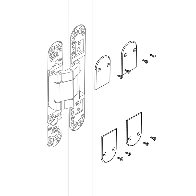 IN.05.063.C - 3 - Kit de tapas para bisagra Coplan IN.05.063. JNF - Satin Finish