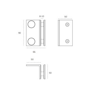 IN.05.305.TG - 1 - Soporte pared-cristal 8-10mm JNF - Titanium Gold