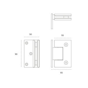IN.05.307 - 2 - Bisagra pared - cristal - con freno - 45 Kg